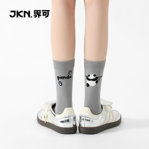 JKN熊猫袜子女夏季薄款中筒袜可爱卡通动物无骨女士夏天长袜棉潮