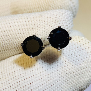 耳钉纯银黑钻女