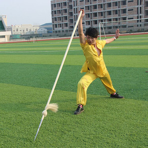 酷鹏白蜡杆太极大枪霸王枪红缨枪不锈钢凹槽枪头配马尾红缨枪枪缨