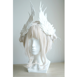 【限时特惠】原创设计 天使之翼 Lolita羽毛黑白双色 刺绣边夹