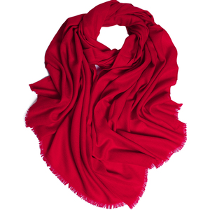 超大羊毛大红色围巾女百搭薄款长款冬天披肩两用春秋冬季中国红