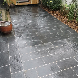 青石板庭院地砖室外防滑片黑色板岩电视背景墙天然文化石花园院子
