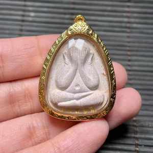 龙婆卡贤 2537必打 掩面佛 金壳带卡 泰国吊坠项链