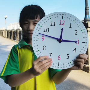 儿童数字时钟一年级认识时间钟表学具加大23.2cm钟面数学课教具钟