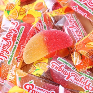俄罗斯进口橘子瓣软糖q弹不粘牙儿童水果糖休闲零食年货喜糖500克