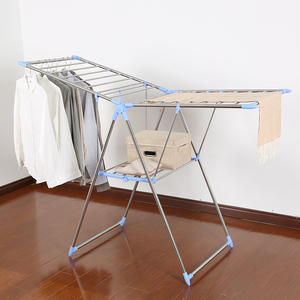 晾衣架落地折叠凉衣架不锈钢简易室内阳台婴儿移动翼型凉晒衣服架