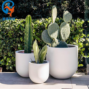 玻璃钢大圆形花盆盆景组合商场美陈户外陶瓷摆件简约树脂花钵定制