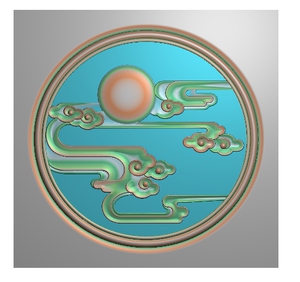 圆形祥云背板 太阳圆花板 云朵圆 m66精雕图浮雕图灰度图设计图