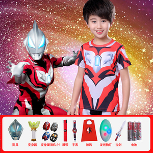 捷德奥特曼衣服儿童短袖套装夏季男孩t恤cosplay服装小孩夏天速干