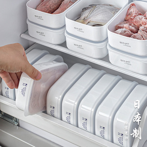 日本进口冰箱冻肉分装保鲜盒子食品级冷冻室专用备菜收纳盒保险盒