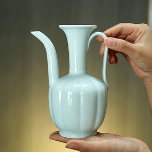 宋代点茶手执壶茶艺汤瓶青瓷家用温酒壶复古仿古中式陶瓷茶壶茶具