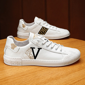 男士夏季透气薄款小白鞋韩版潮流美人头休闲百搭真皮浅口原创男鞋