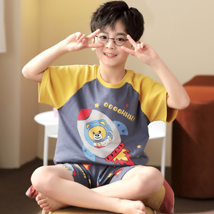 中大童男孩睡衣夏季薄款10短袖11儿童12小孩13纯棉14岁男童家居服