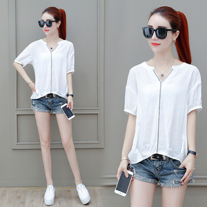 雪纺衫女装短袖2021年夏装新款短装上衣洋气质时尚遮肚小衫潮流行