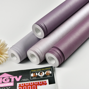 浅紫深紫色系背景墙纸现代简约无纺布纯色素色淡紫色壁纸卧室女孩