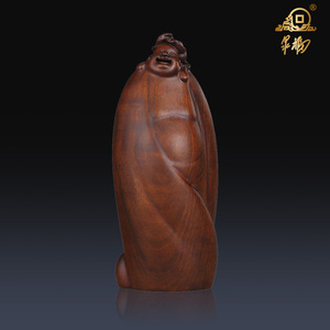 黄泉福红檀木摆件艺术品《和童》招财弥勒佛工艺品家居酒柜装饰品