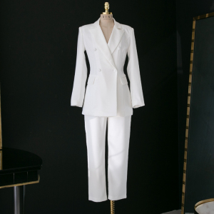 白色西装套装女2024春秋新品欧美时尚修身西服外套气质OL职业通勤