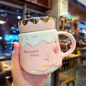 韩式可爱卡通兔子陶瓷杯女带盖学生清新牛奶咖啡茶杯水杯子马克杯