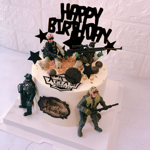 创意吃鸡人偶男孩生日蛋糕摆件特种兵士兵人偶烘焙场景装饰套装