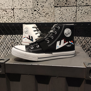 回力断钩ow联名樱花高帮帆布鞋offwhite限量情侣手绘涂鸦爆改鞋男