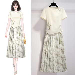 新中式国风女装今年流行漂亮套装裙连衣裙2024新款夏季两件套裙子