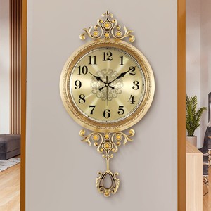 欧式黄铜轻奢挂钟客厅家用时尚大气挂墙壁时钟表美式高档豪华挂表