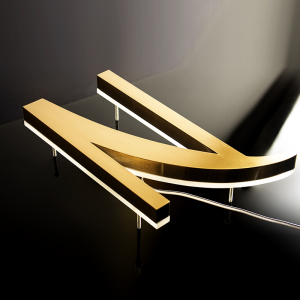 精工拉丝不锈钢玫瑰金钛金黑色背发光字迷你字树脂字招牌门头发光