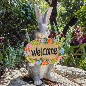 卡通兔子欢迎牌花园户外庭院welcome摆件幼儿园阳台院子可爱装饰