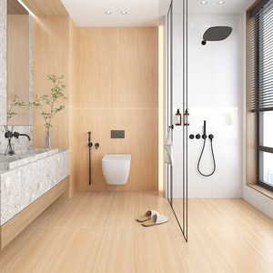 日式木纹砖奶油风客厅地砖全瓷60x120仿古砖原木网红风洗手间瓷砖