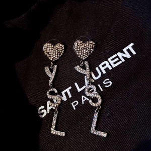 圣罗兰字母耳钉同款流苏款满钻长链logo标志ysl耳环饰品女士耳坠