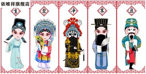 京剧文化墙装饰贴纸 生旦净末丑墙贴 卡通京剧环创脸谱环创墙贴