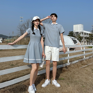 polo衫情侣装夏季情侣款你衣我裙子 潮牌男女学生短袖t恤翻领班服