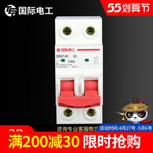 (空开2p63a)空气开关 断路保护器 小型断路器空开 双p