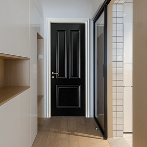 极简轻奢极窄实木门北欧黑色工业卧室门房间门环保双色烤漆门定制