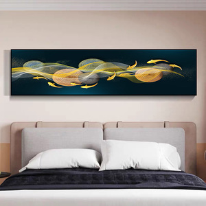 九鱼图卧室装饰画床头挂画新中式招财客厅背景墙主卧温馨房间壁画