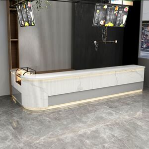 吧台柜水吧酒吧弧形收银台桌商用店铺咖啡前台创意大理石台liuyi