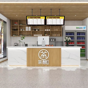 奶茶店吧台收银台转角水吧酒吧圆弧大理石商用咖啡甜品店前台定制
