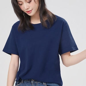 短袖t恤女纯棉藏蓝色体恤衫2022夏季新款显瘦百搭宽松上衣打底衫