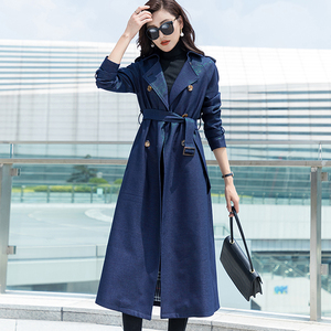 风衣藏蓝色修身