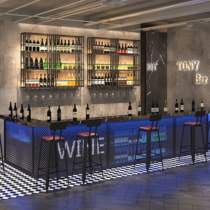 吧台柜商用复古工业风店铺餐厅酒吧收银台转角仿大理石前台待前台