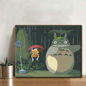 diy数字油画油彩画客厅宫崎骏卡通动漫大幅填色手绘减压装饰画