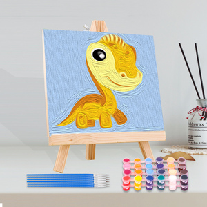 diy数字油画儿童小恐龙治愈填色画简单幼儿园手工涂色卡通油彩画