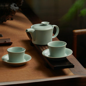 东道汝窑茶具陶瓷茶壶茶杯整套茶具 汝瓷功夫茶具套装 悠然茶组