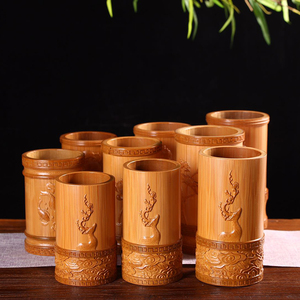 浮雕全竹筷子筒收纳筷竹签筒复古竹制大笔筒办公家用桌面摆件竹筒