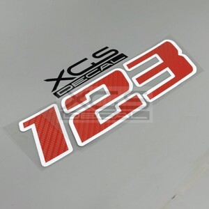 2022汽摩托电动车碳纤红带白色边数字号码划痕个性创意订制装饰贴
