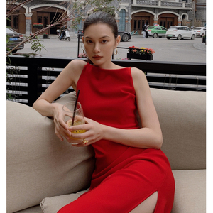 本命年红色法式连衣裙新中式女装宴会气质高端平时可穿年会小礼服