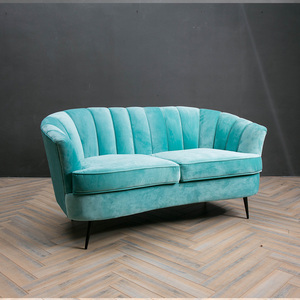 高级薄荷蓝天鹅绒丝绒意式复古双人沙发 蒂芙尼蓝欧式现代客厅
