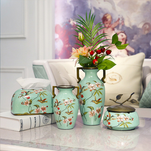 美式乡村花瓶摆件仿真花