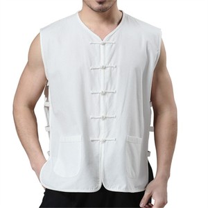 黄包车夫服装男中式马褂夏季中国风老头衫盘扣汗衫中老年背心m