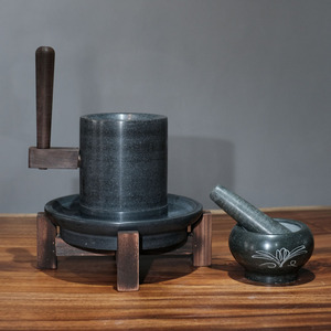 茶磨 | 仿宋点茶天然乌金石茶叶专用石磨 研磨宋式抹茶出粉细腻